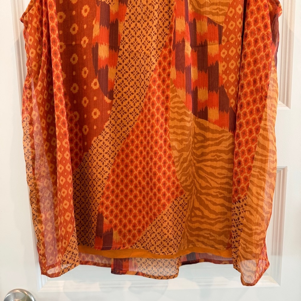 Peck&Peck Rust Orange Tunic Tank Top Sleeveless Tassel Bead Braided Neck sz L - Picture 10 of 12